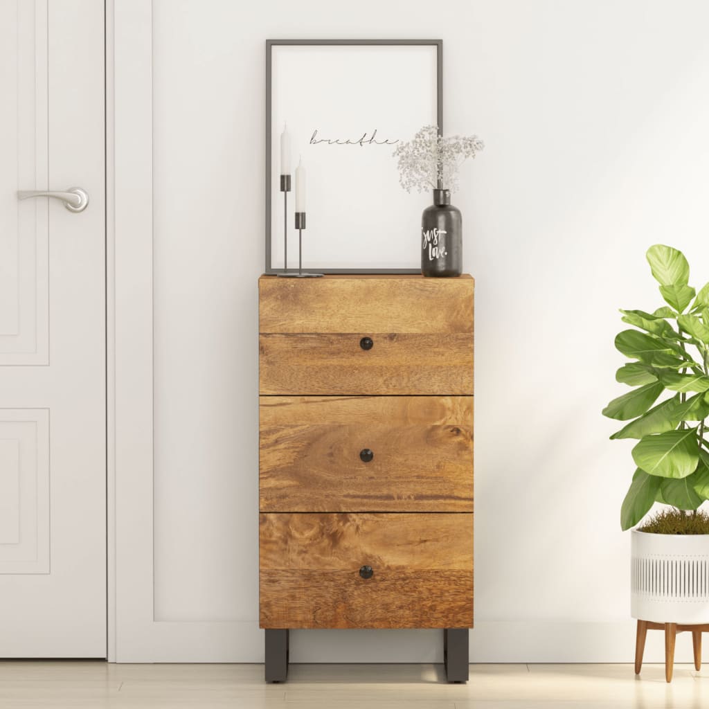 Sideboard with 3 Drawers 40x33.5x75 Cm Solid Mango Wood