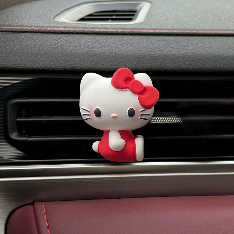 2026 New Car Air Freshener Cute Kt Cat Cartoon Perfume Diffuser Stone Car Air Vent Decoration Car Interior Accessories Red Kitty