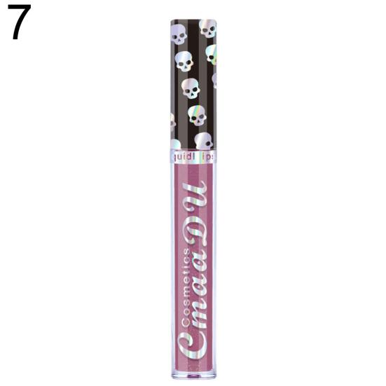 CmaaDu Skull Glitter Waterproof Long Lasting Matte Lipstick Nude Lip Makeup