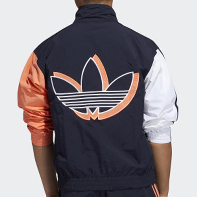 Adidas Originals Trefoil Vintage Contrast Nylon Sports Jacket Men Jackets Ink-Blue FM1537