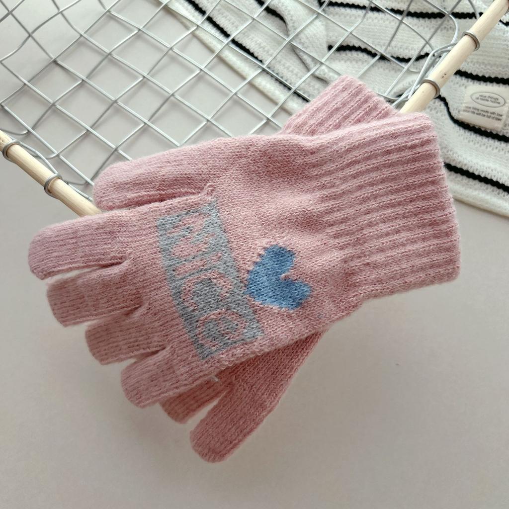 New Autumn and Winter Warm Imitation Cashmere Five Finger Touch Screen Anti Cold Sports Women's Cute Warm Keeping Cartoon Gloves