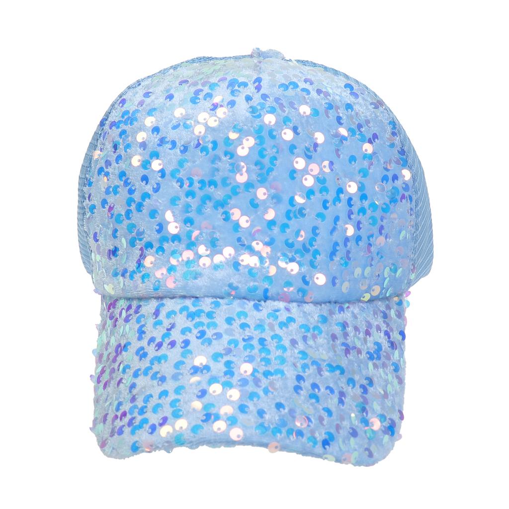Fashion Ladies Full Sequin Decor Trucker Cap, Shiny Mesh Back Peaked Hat, Adjustable Sun Protection Baseball Hat for Outdoor Vacation