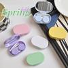 Portable Creamy Color Contact Lens Case with Mirror Leakproof Mini Eye Care Kit Container Travel Storage Box for Women
