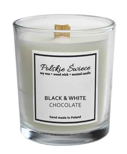 Soy Candle with a Wooden Wick + BLACK AND WHITE CHOCOLATE
