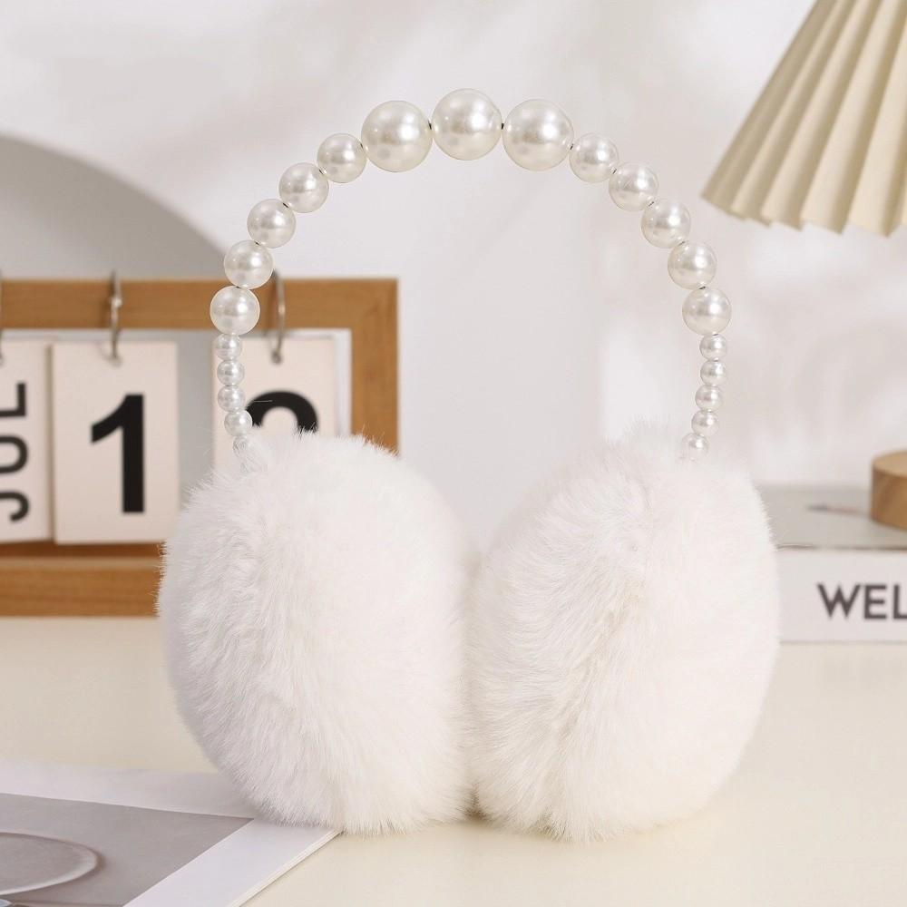 Soft Plush Ear Covers Anti-rabbit Fur Pearl Ear Protect Fashion Ear Muffs  Women