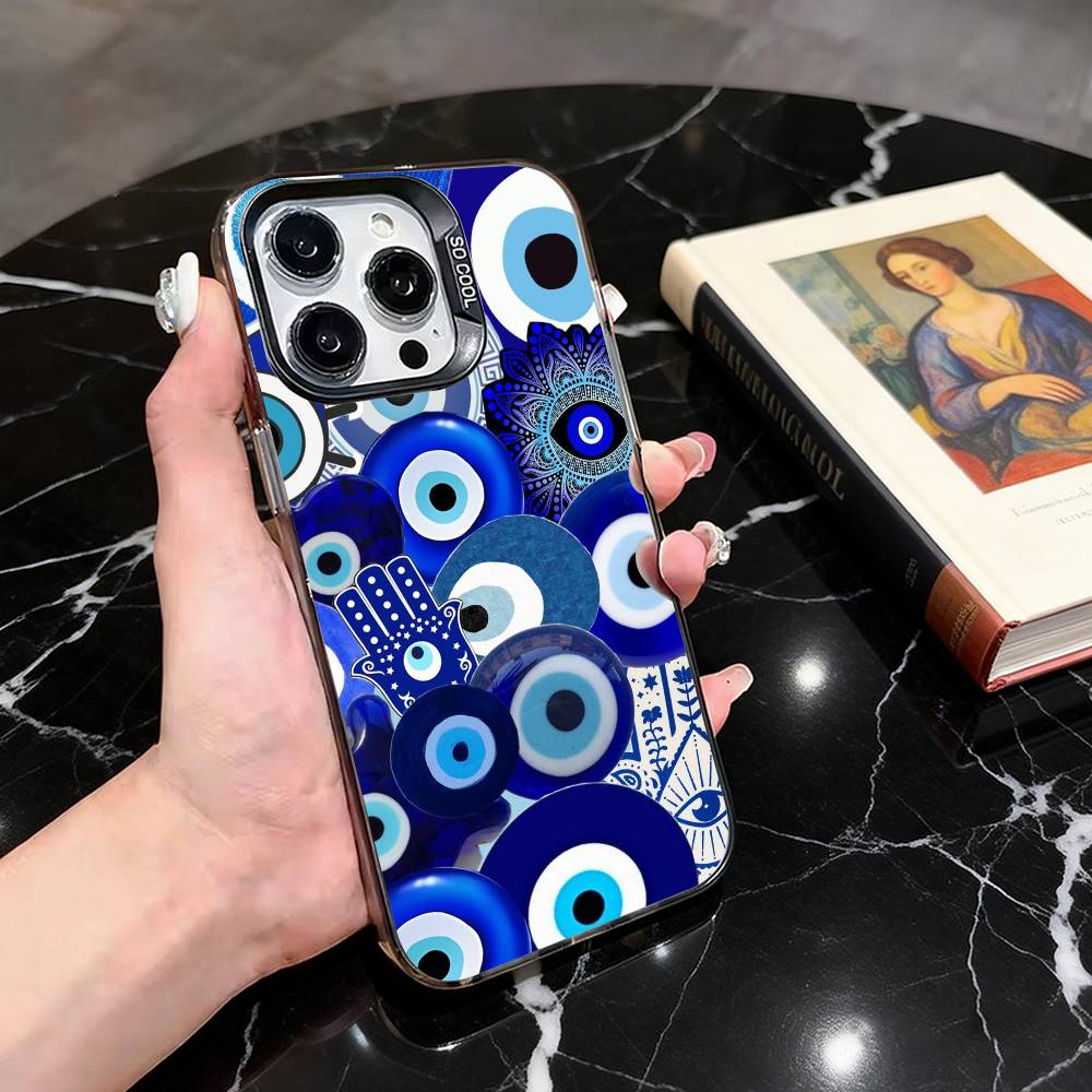 

Evil Eye Hamsa Hand Aesthetic Phone Case For iPhone 17,16,15,14,13,12,11 Plus,Pro Max,XS,Colorful Silver Black Cover iPhone15promax