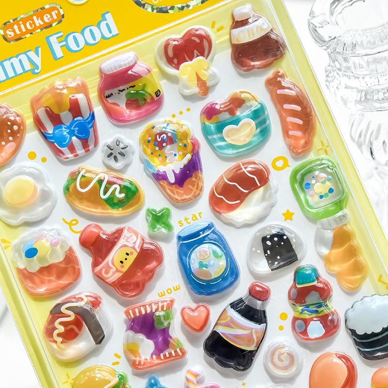 Korean NEKONI Creative Food Fruits Cartoon 3D Relief Stickers Scrapbooking Diy Journal Cute School Office Stationery Sticker