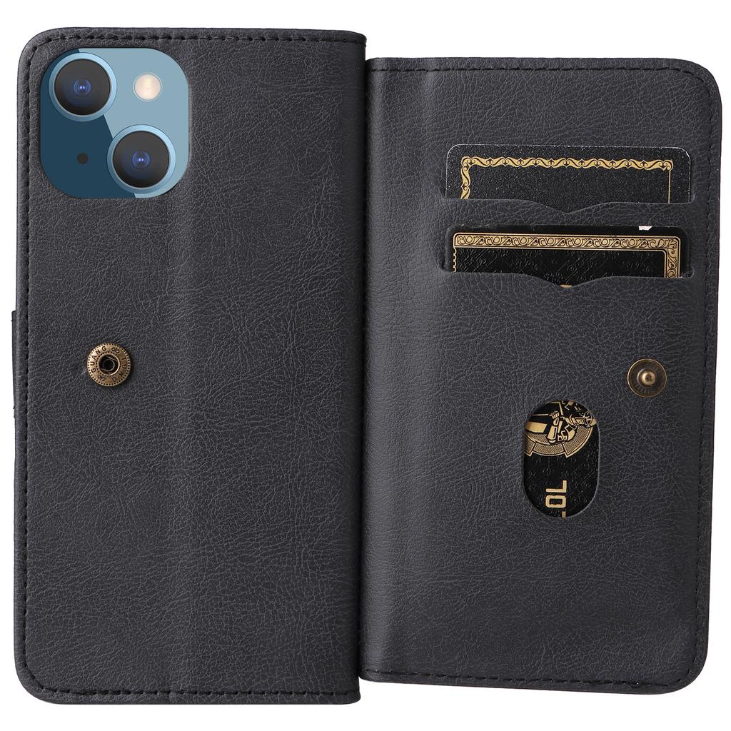 For iPhone 15 Leather Case with 10 Card Holder Phone Cover Stand