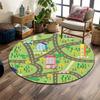 Colorful Town Map with Roads and Cars Print Round Rug, Living Room, Bedroom, Playroom Carpet, Non Slip Floor Mat, Gift
