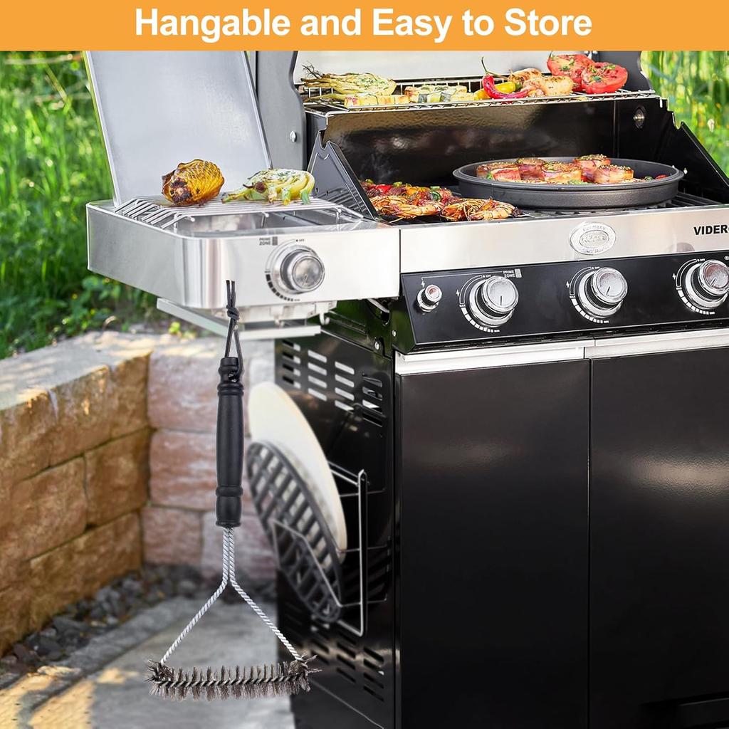 Stainless Steel BBQ Grill Brush – Non-Stick, Heavy-Duty Wire Cleaning Tool for Barbecue Accessories