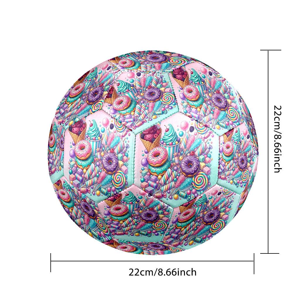 1pc Sweets Delightful Array Theme Soccer Ball Football, Size 5, Lightweight PVC, Durable Outdoor Training Soccer Ball, Gift M61473