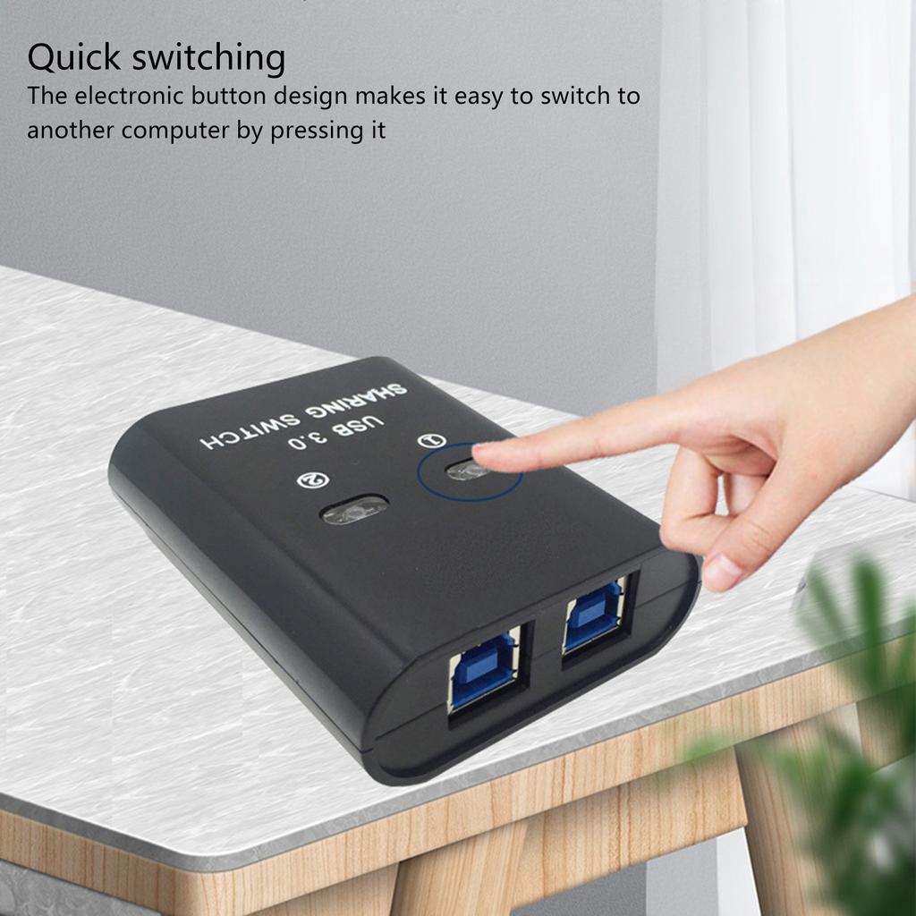 USB Manual Switch 2 Ports USB Converter Splitter for 2 PC Share USB Peripherals Printer Office Home USB 3.0 Hub