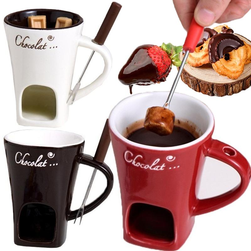 Universelle doppellagige hitzebeständige Keramiktasse Mini Schokoladenkäse Eis Fonduebereiter-Set Kaffeetasse Kleiner Wärmer 1 Stück