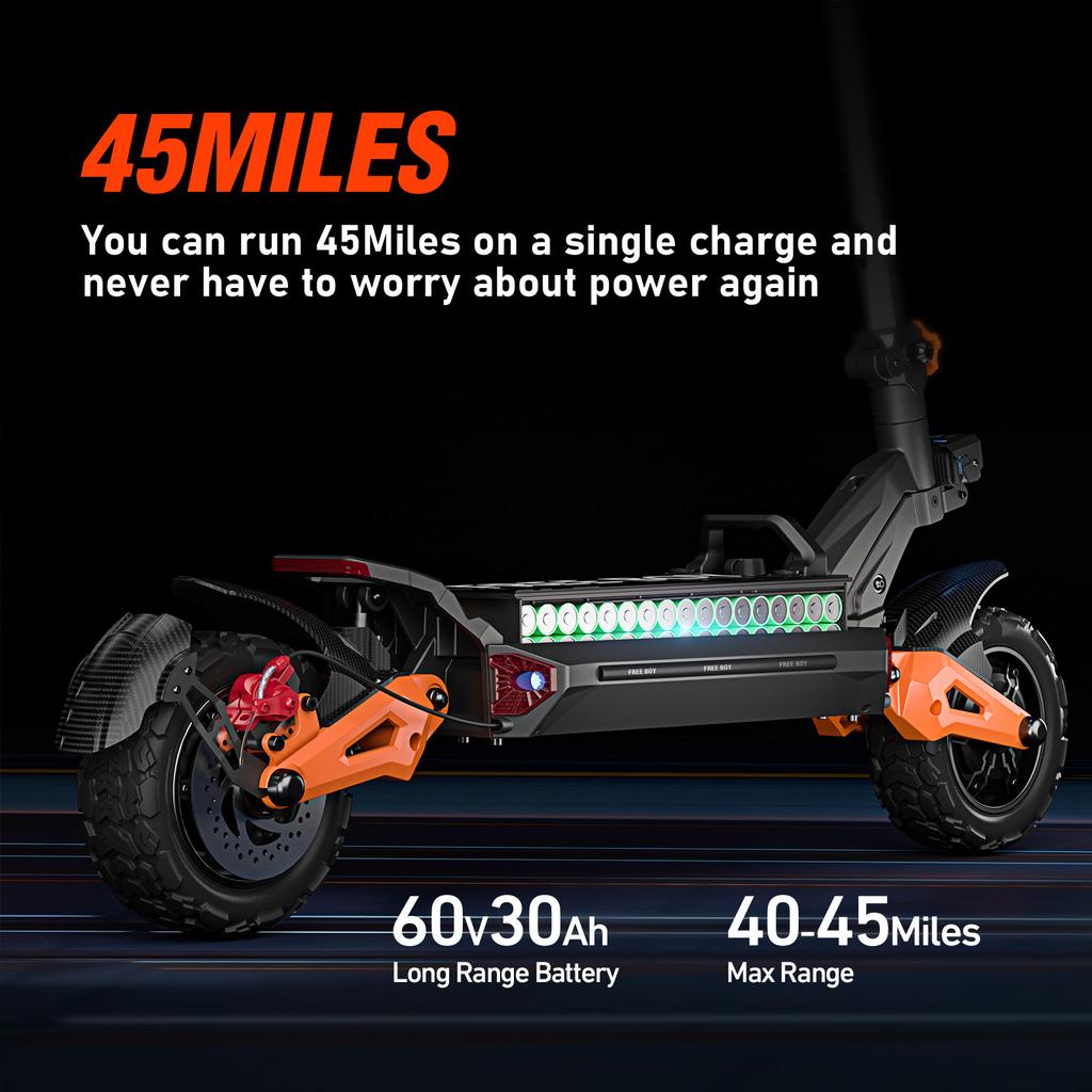 H9 E-Scooter 3000W*2 Doppio Motore 60V30AH Pneumatici Off-Road da 11 Pollici Velocità Massima 80KM/H E-scooter Pieghevole