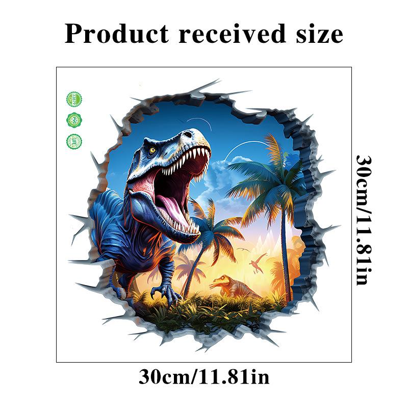 3D Dinosaurier Wandsticker für Kinderzimmer Kindergarten Schlafzimmer Wanddeko Wasserdichte Vinyl Toilettenaufkleber für Mülleimer Kreative Abziehbilder