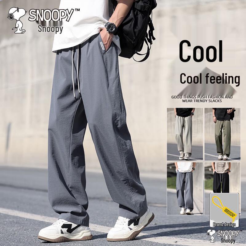 SNOOPY Men s Summer Casual Straight-Leg Wide-Leg Pants L