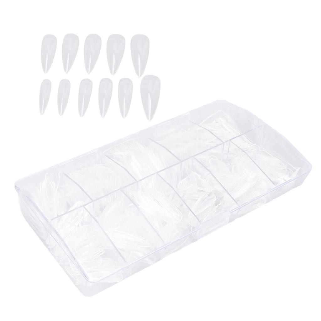 500pcs Transparent Coffin Long Fake Nails Artificial False Nails Tips Manicure Decal for Nail Salon