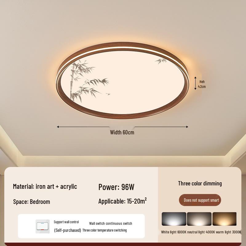Walnut Chinese Song Style Ceiling Light for Living Room & Bedroom
