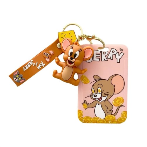Tom and Jerry Long Rope Canvas Pass Case, IC Card Case, Pass Card Holder, Meal Card Holder, Bus Card Holder, Campus Access Card Holder, Commuter Pass