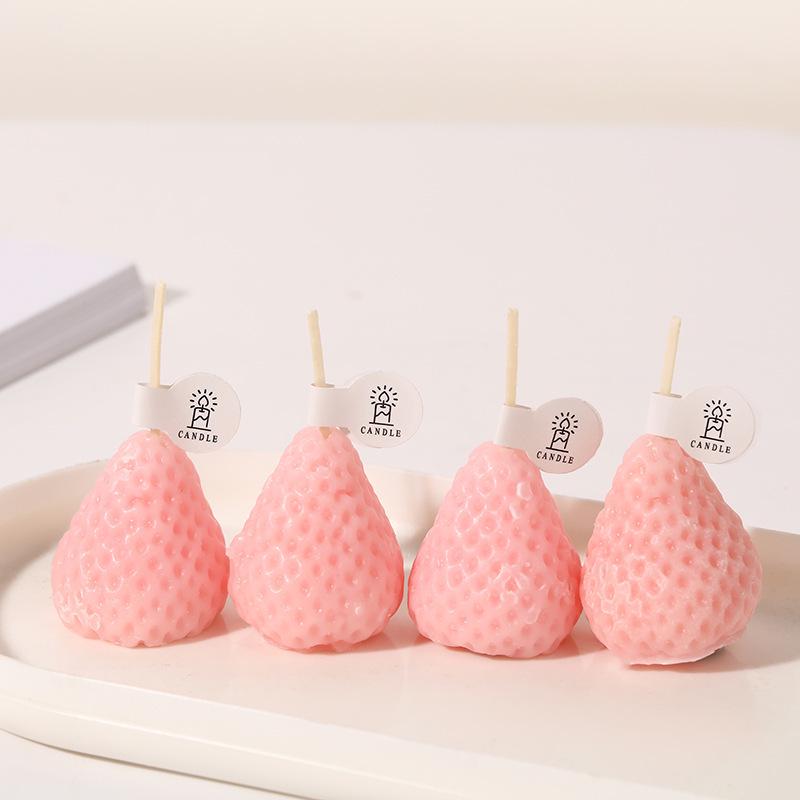 Handcrafted Strawberry Scented Candles for Home Decor and Wedding Favors