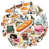 35pcs-100pcs Playful Culinary Delights Stickers Vintage French Culture Teacher Reward Stickers Graffiti Decals For Car Sticker