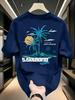 New Unisexs Summer Beach Coconut Tree Letter Printed Machine Wash Comfortable Breathable Round Neck Tshirt Outdoor Casual Top