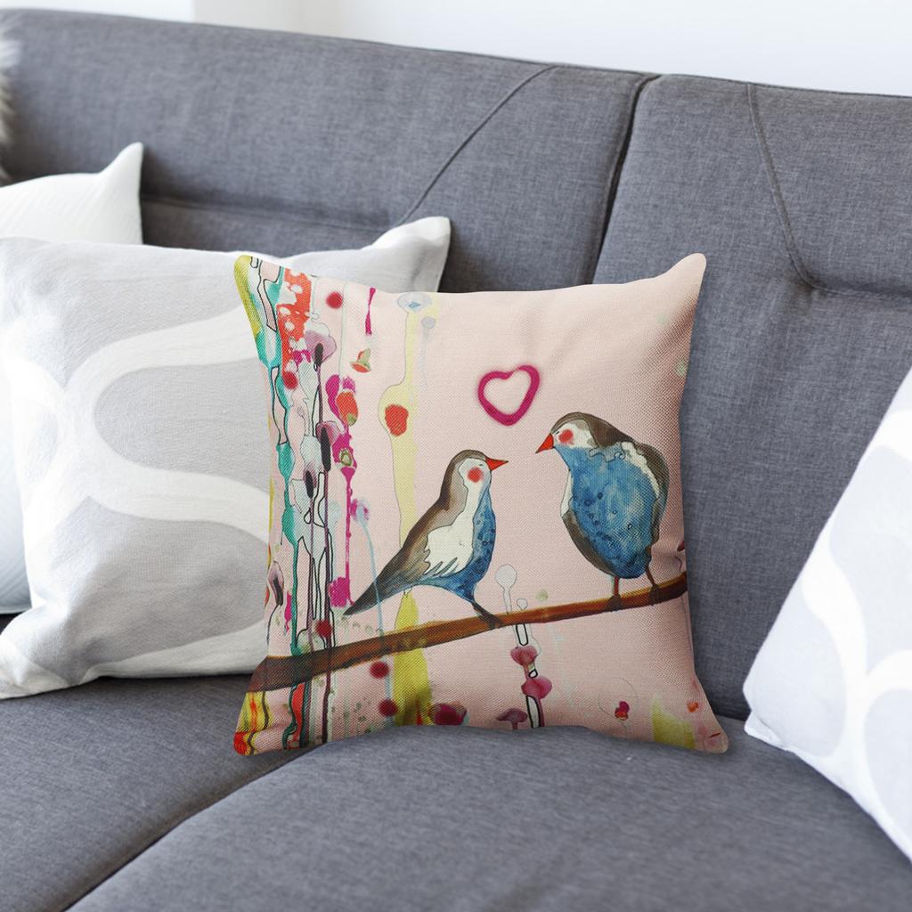 Ancient Oil Painting Birds Linen Pillow Case Pillow Cover Cover Suitable For Car, Sofa And Home Use