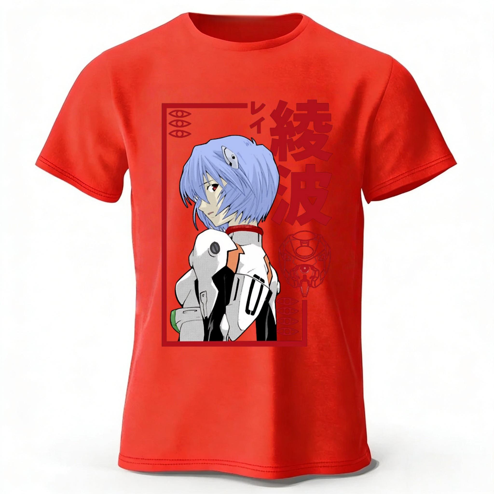 

Anime Neon Genesis Evangelion Rei Memorial Edition Pure Cotton Short-Sleeve Men Women Casual Loose Comfortable Sports T-Shirt XL червоний