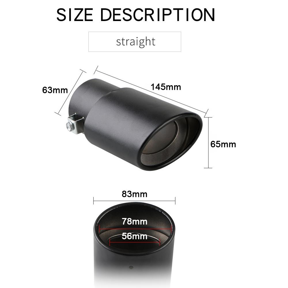   Exhaust Tips 1.5-2.1 Inch Inlet Car Auto Exhaust Tailpipe Stainless Steel Modification Accessories High-Temperature Resistant