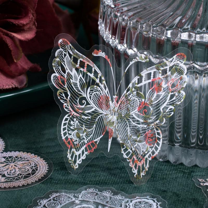 30Pcs Hollow Out Lace Stickers Journal Scrapbook Decor Transparent Edge Decals Kawaii DIY Supplies