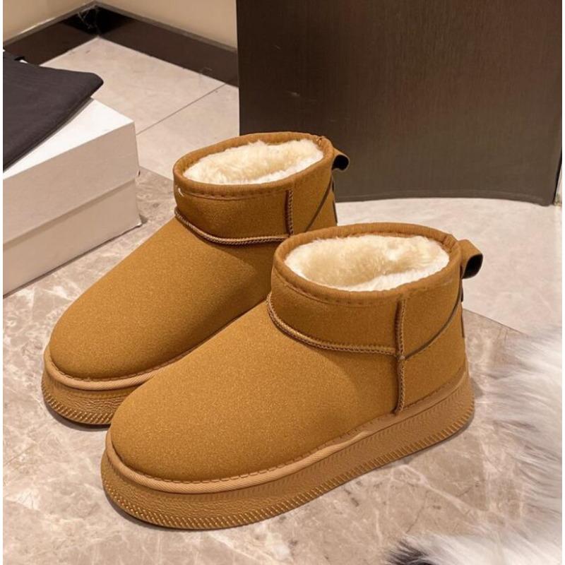 2026 Luxuriöse Dicke Plüsch Plateau Schneestiefel Damen Winter Warm Halten Pelz Baumwolle Gepolsterte Schuhe Frau Kunstwildleder Zum Hineinschlüpfen Knöchel Stiefel