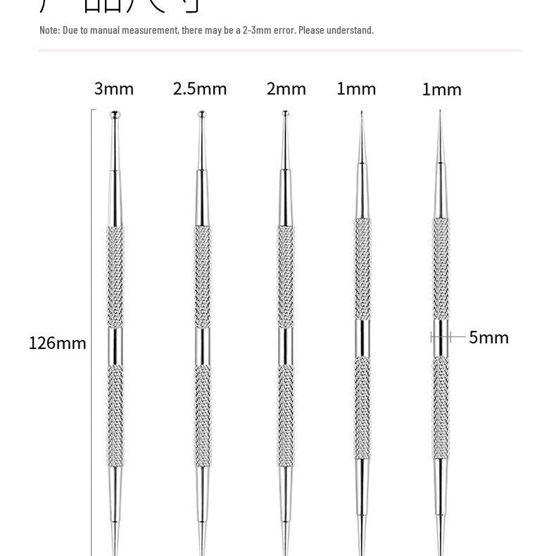 5-Piece Clay Art Embossing and Scoring Tool Set with Stainless Steel Round Heads for DIY Sculpture and Quilling
