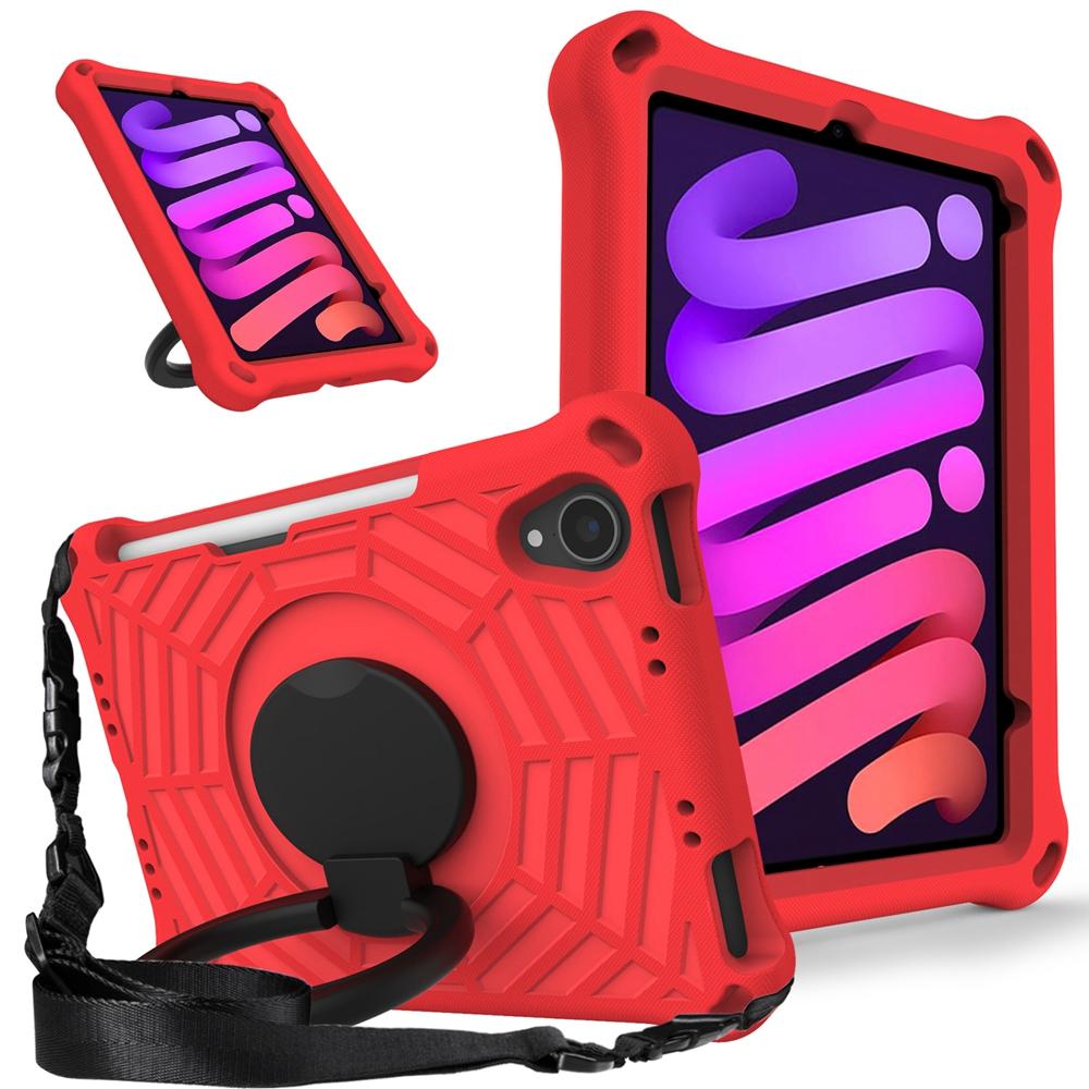For Apple iPad mini 6 7 6th Gen 2021 2024 A17 Pro A2567 A2568 A2993 A2996 Case EVA Kids Safe Pull Ring Shockproof Shoulder Strap Stand Tablet Cover