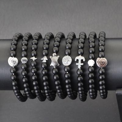 Natural Obsidian Sterling Silver Bracelet Men's Women's Bracelets New Personalized Couple Beaded Wrist Gift Jewelry