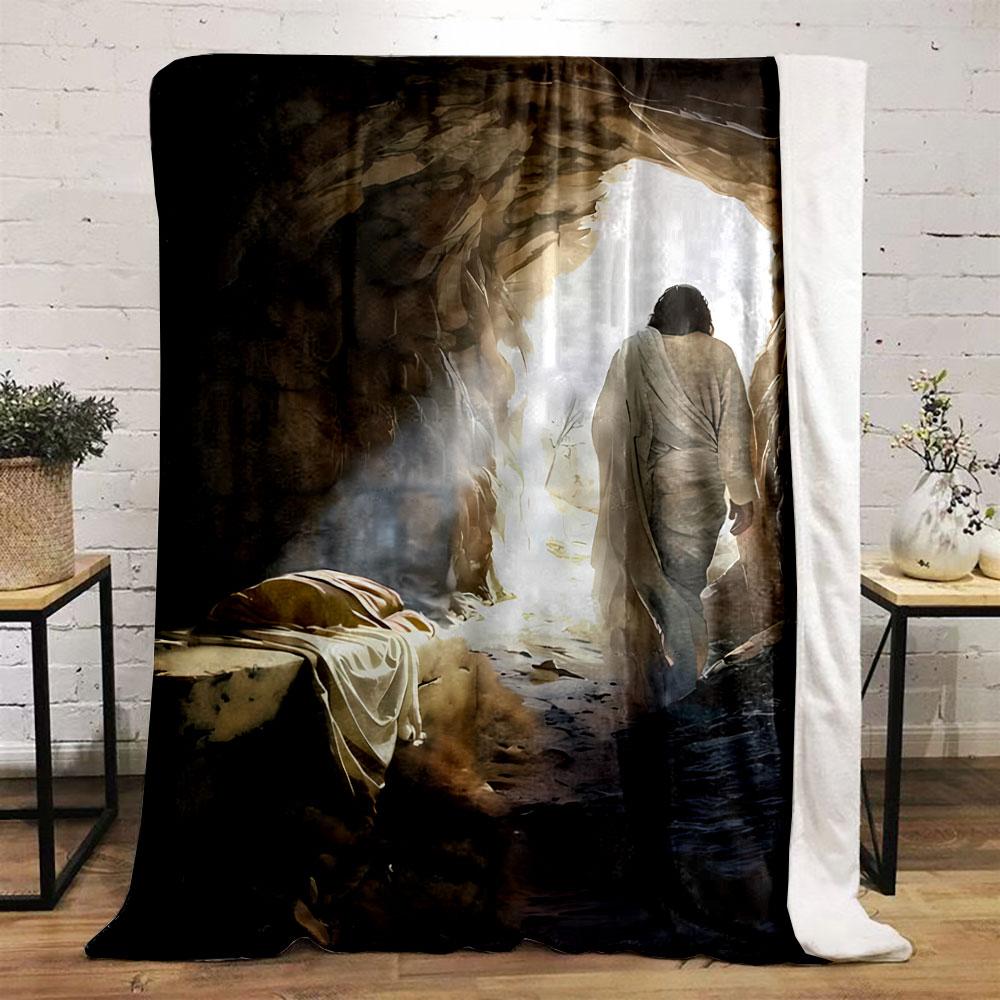 Jesus Walking Out Tomb Blanket  Printed Blanket for Living Room Bed Couch lunch break Soft Cozy Blanket for Friend's festival Gift