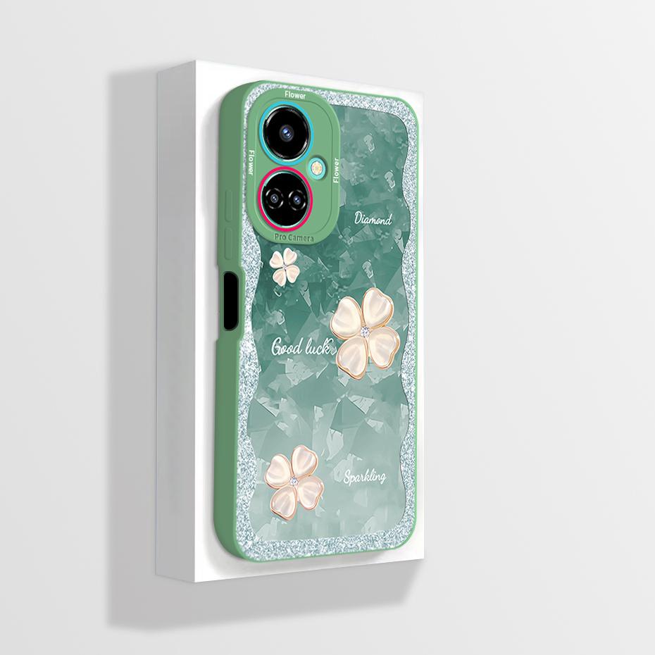 For Tecno Camon 19 Case Camon 19 Pro Neo Phone Case Astronaut Flower Camera Protection Anti Drop Liquid Silicone Soft Back Cover