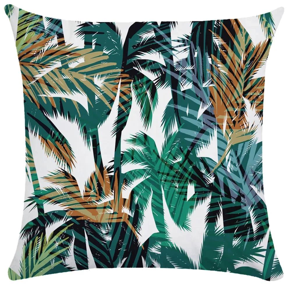 Plant Leaf Pillowcase Soft Short Plush Cushion Cover Tropical Rainforest Pillow Case Cushion Cover Throw Pillowcase 50X50 Pillow