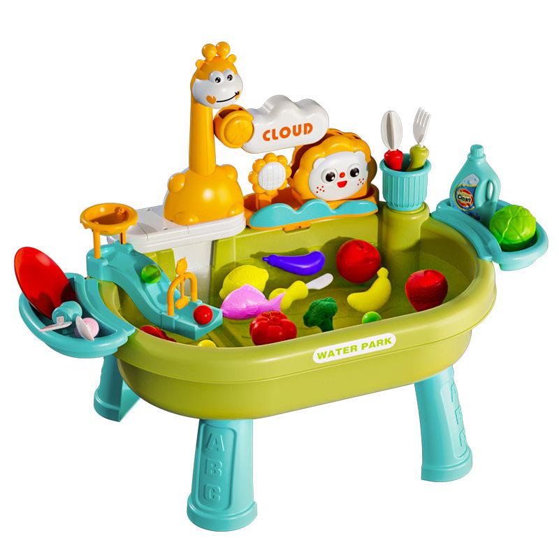 Montessori Kids' Dishwashing Sink Toy: Pretend Play Water Park with Circulating Faucet