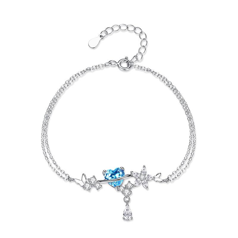 S925 Sterling Silver Star Butterfly Bracelet Natural Original Stone Fashion Korean Style Minimalist High Sense Forest Style Hand Jewelry For Women