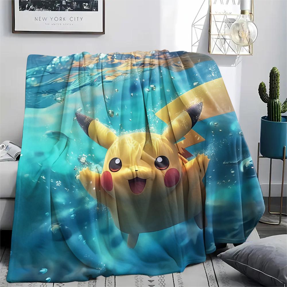 Pikachu Pokémon pattern Flannel Blanket, High quality Comfortable for All Seasons, Home Decor, Warmth and Comfort, Perfect for Gifts.