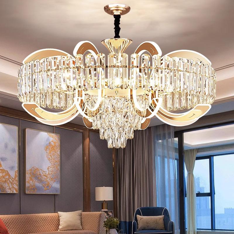 Crystal Pendant Light, High-end and Atmospheric Villa Living Room Dining Room Pendant Light Hall Main Light