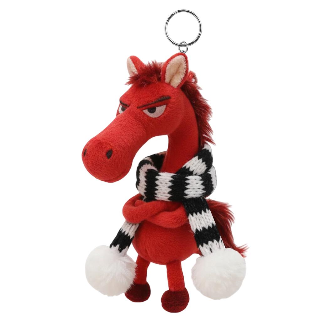 Year of The Horse Lucky Mascot Symbolizing Strength Courage Balance Horse Keychain Plush Toy for Backpack Purse and Bag