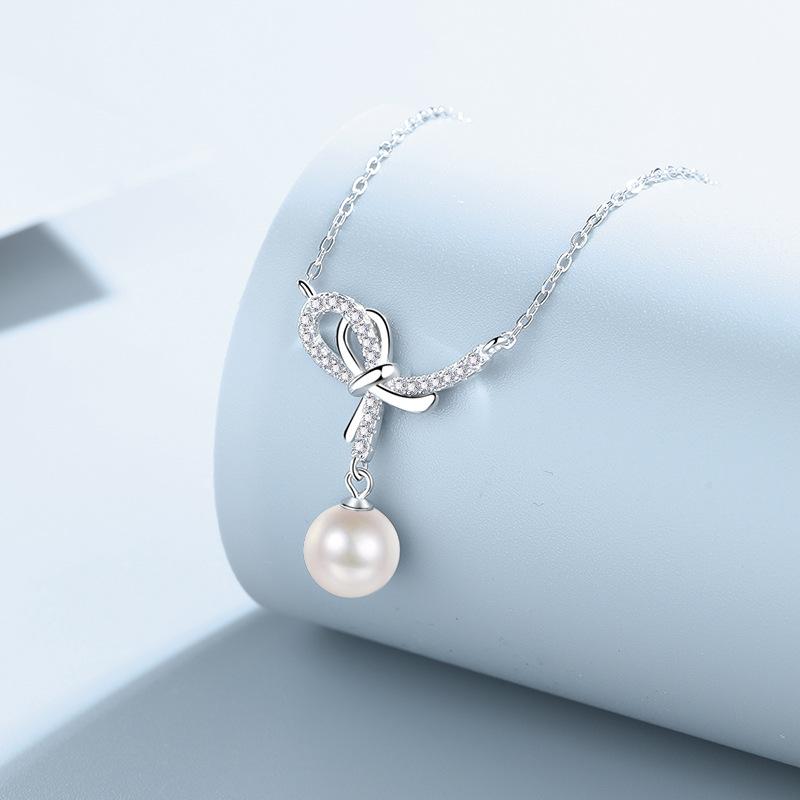 Pearl Necklace Female Bow Pendant Sweet Cute Girl Collarbone Chain Simple And Fresh For Girlfriend Premium Durable