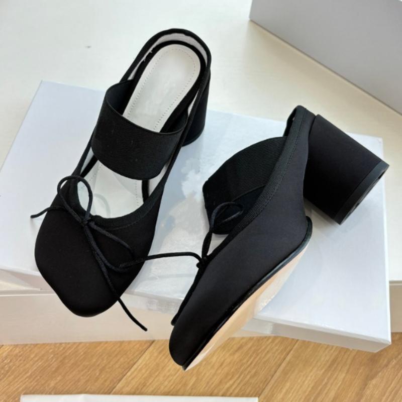 Fashion Black Satin Bow Decoration Pumps Women Elegant Square Toe Chunky Heel Mary Jane Shoes Cozy Shallow Dress Shoes Zapatos De Mujer