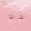 Beixi Sweet Heart Zirconia Stud Earrings: S925 Sterling Silver, Hollow, Micro-Inlaid, Lightweight, Versatile, Luxury Fashion for Women.