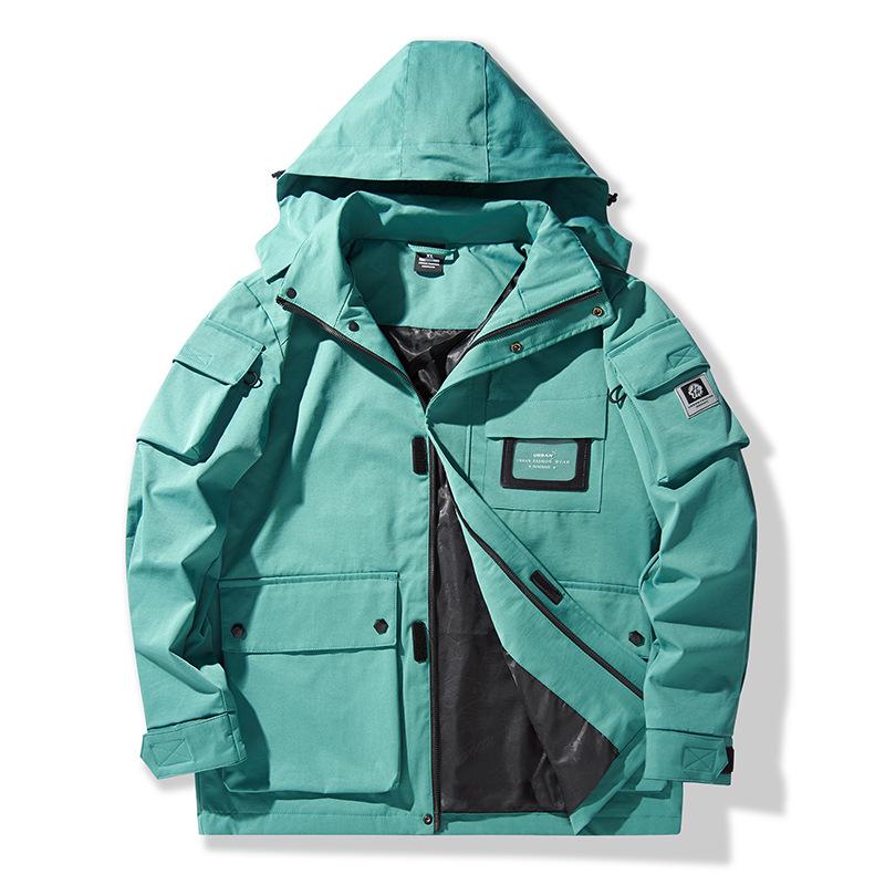 Youth Yellow Japanese Cotton Windbreaker with Flap Pockets - Spring & Autumn Loose Fit Jacket