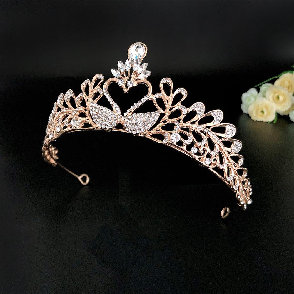 Wedding Headwear New Alloy Rhinestone Swan Crown Korean Style Fairy Photography Photo Wedding Accessories Bridal Crown