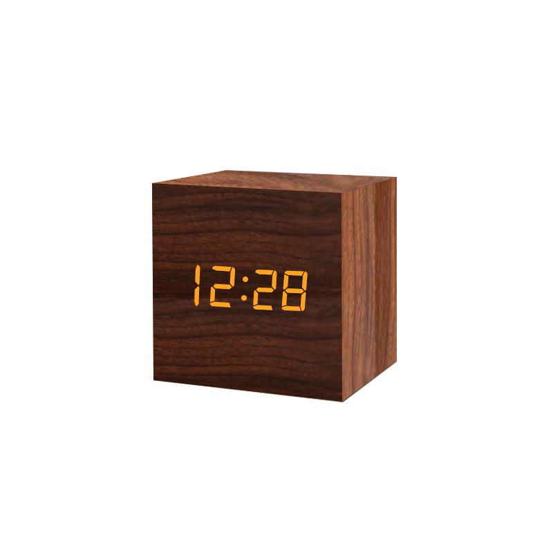 LED Wooden Alarm Clock & Thermometer - Digital Electronic Gift