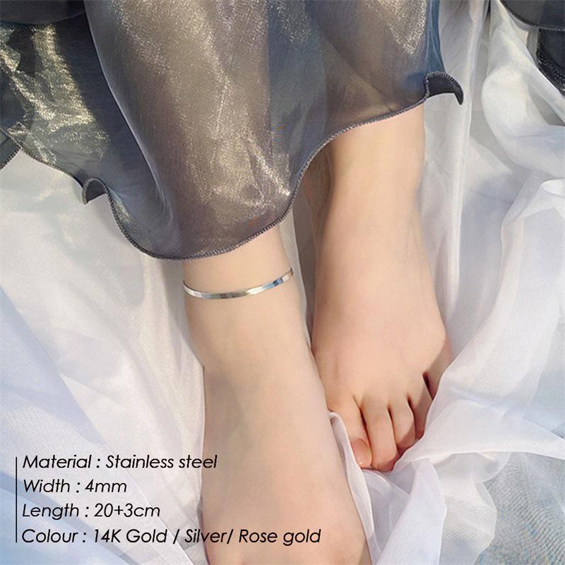 14K Gold-Plated Stainless Steel Snake Chain Anklets for Men & Women