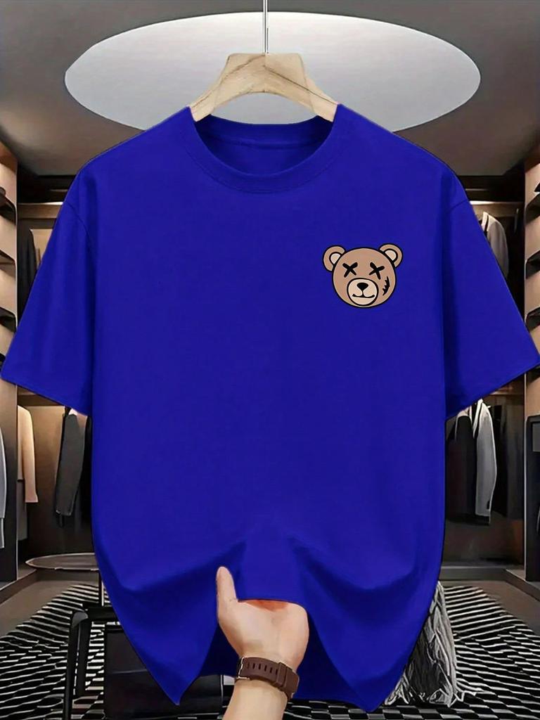 2026 Summer New Style Unisexs Pure Cotton Tshirt with Simple Bear Print Street Casual Fashion Comfortable and Soft